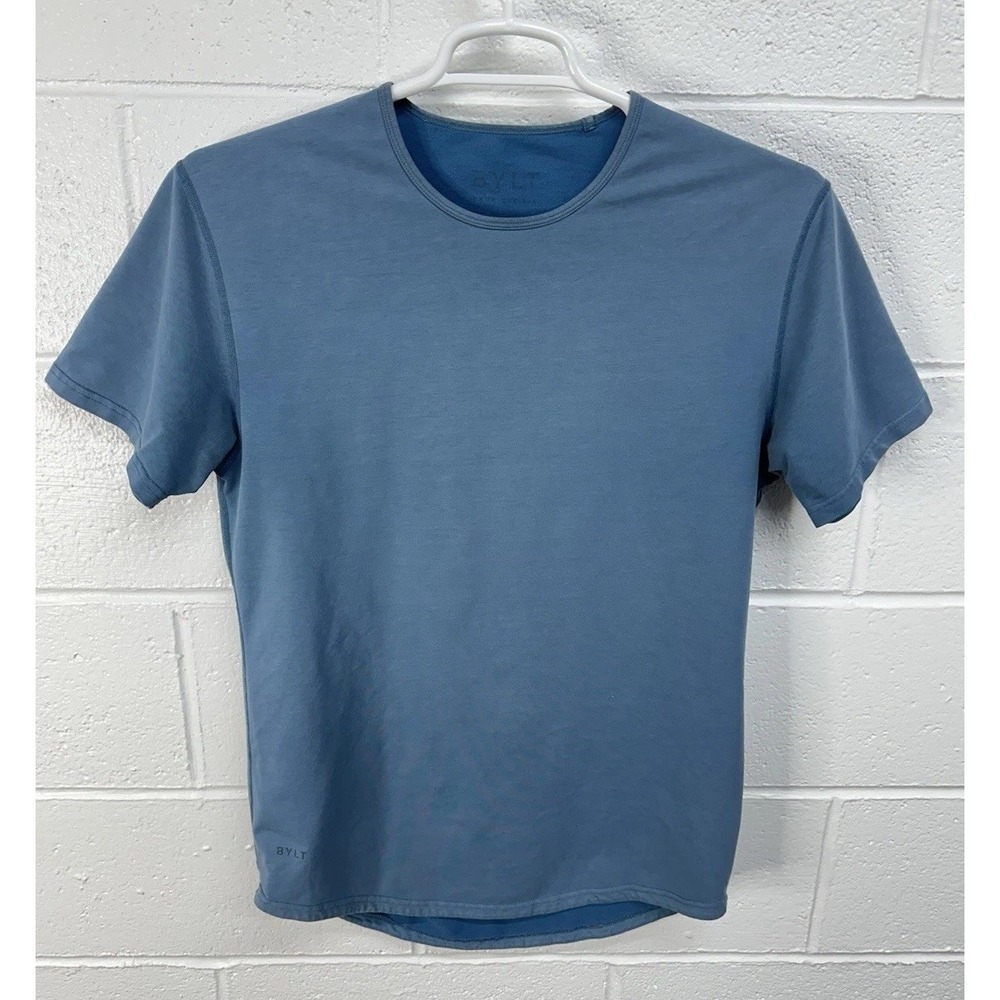 BYLT Drop Cut Lux T-Shirt Mens Medium‎ Blue Stretch Fitted Casual Tee